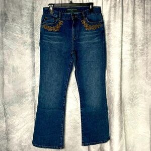 Lauren Jeans Co. Medium Wash Embellished Bootcut Blue Jeans - size 10P